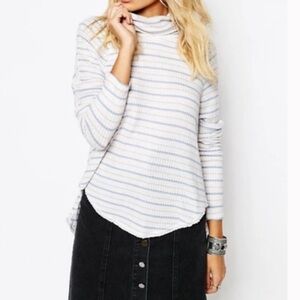 Free People | We The Free Kristina Blue and White Striped Cowl Thermal